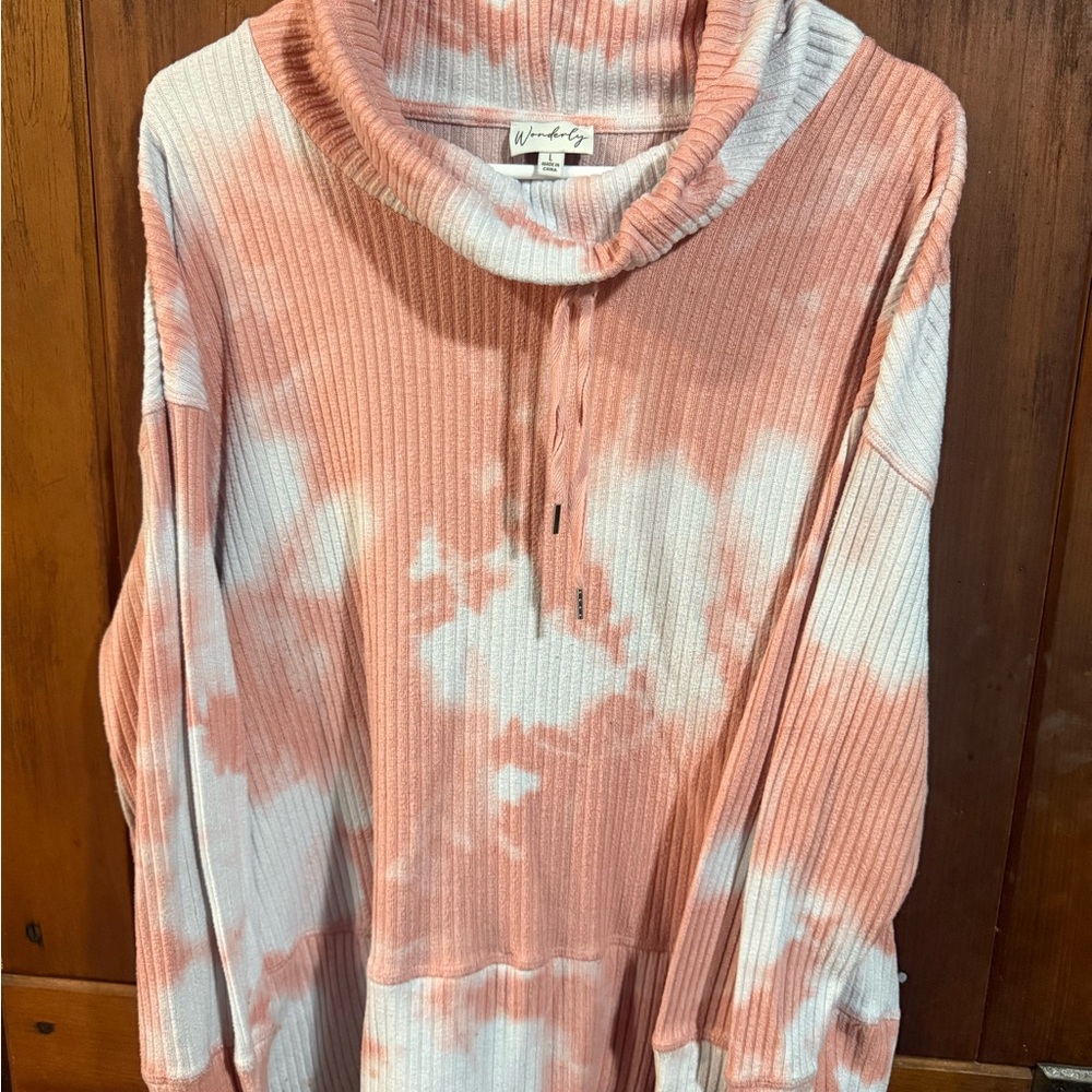 Wonderly Pink and White Ribbed Sweater